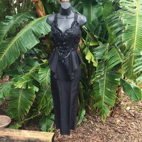 Vintage 80s climax for David Howard peplum and large bow cocktail dress - Picture 3 of 13